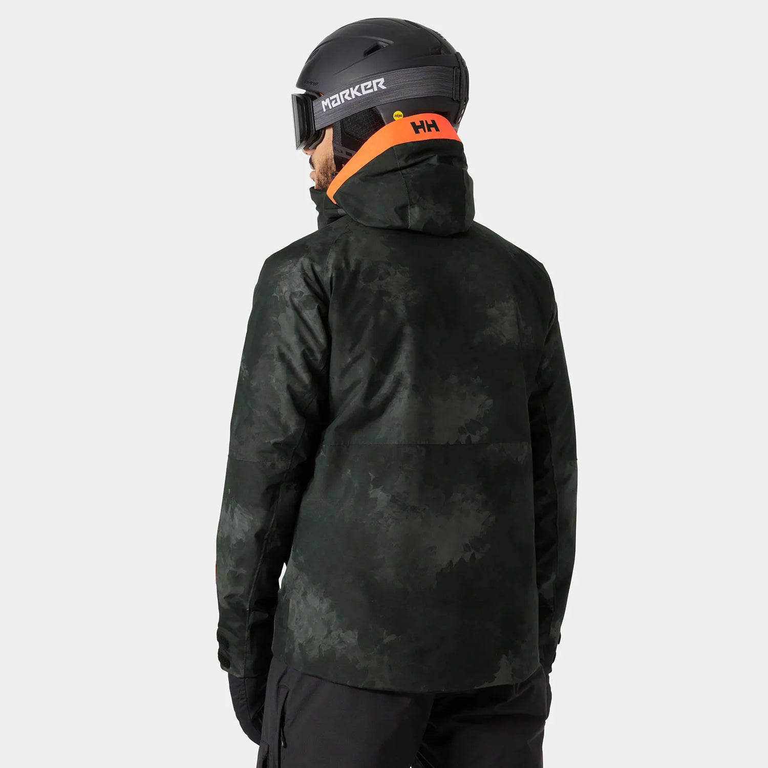 Helly Hansen Men's Powderface / Sogn Skisæt Herre - Black Marble / Neon Orange -