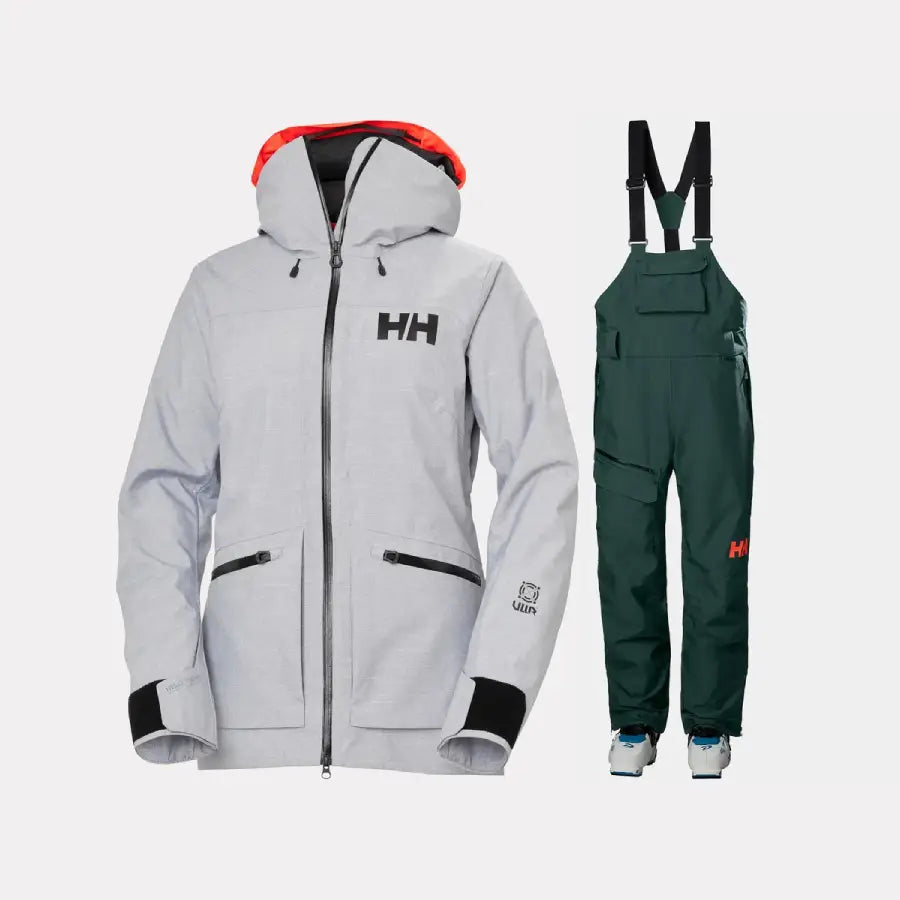 Helly Hansen Women’s Powderqueen Skisæt Dame - Grey Melange / Darkest Spruce - XL