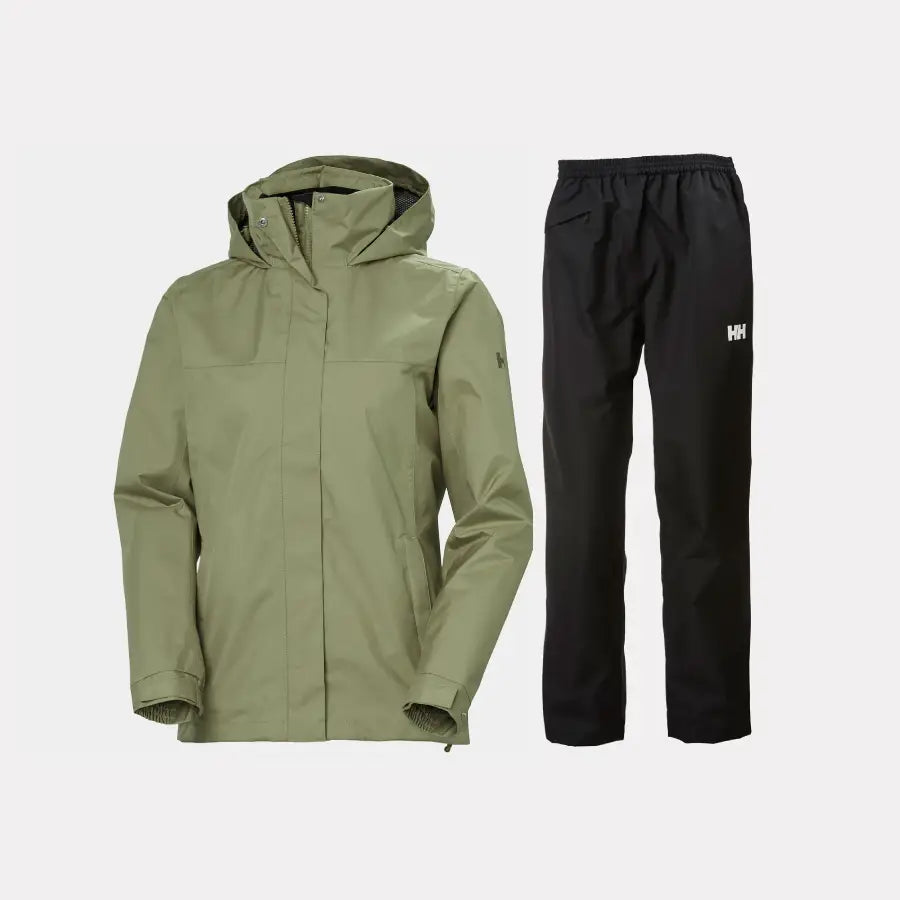 Helly Hansen Women's Aden Regnsæt Dame - Lav Green / Black -