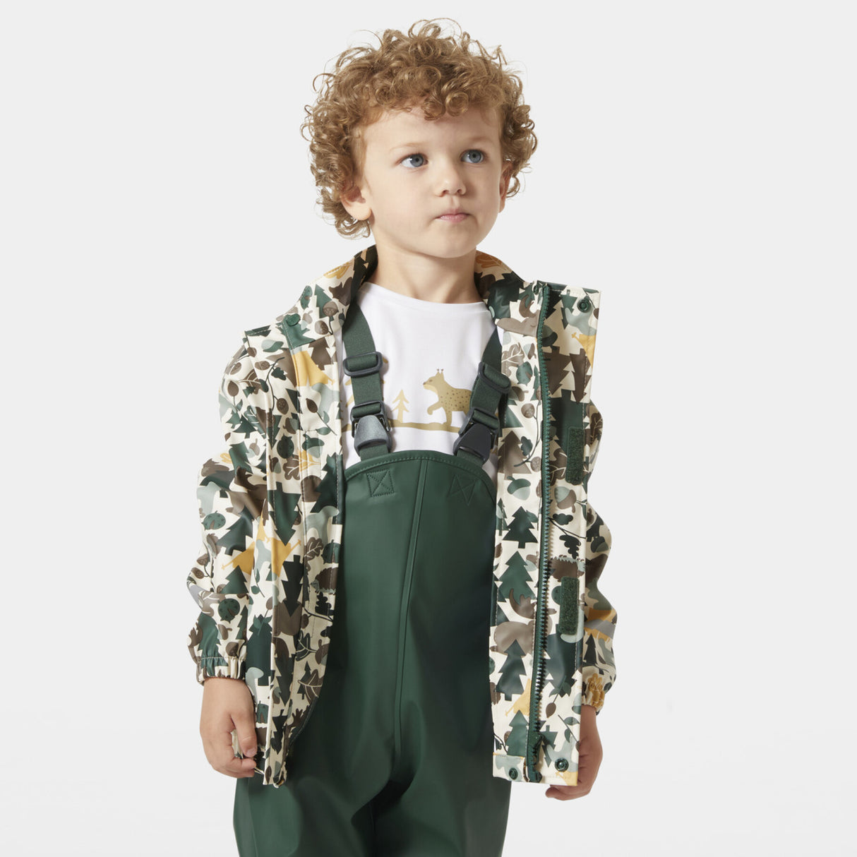 Helly Hansen Kids' Bergen PU AOP Regnsæt Børn - Jungle Green AOP -