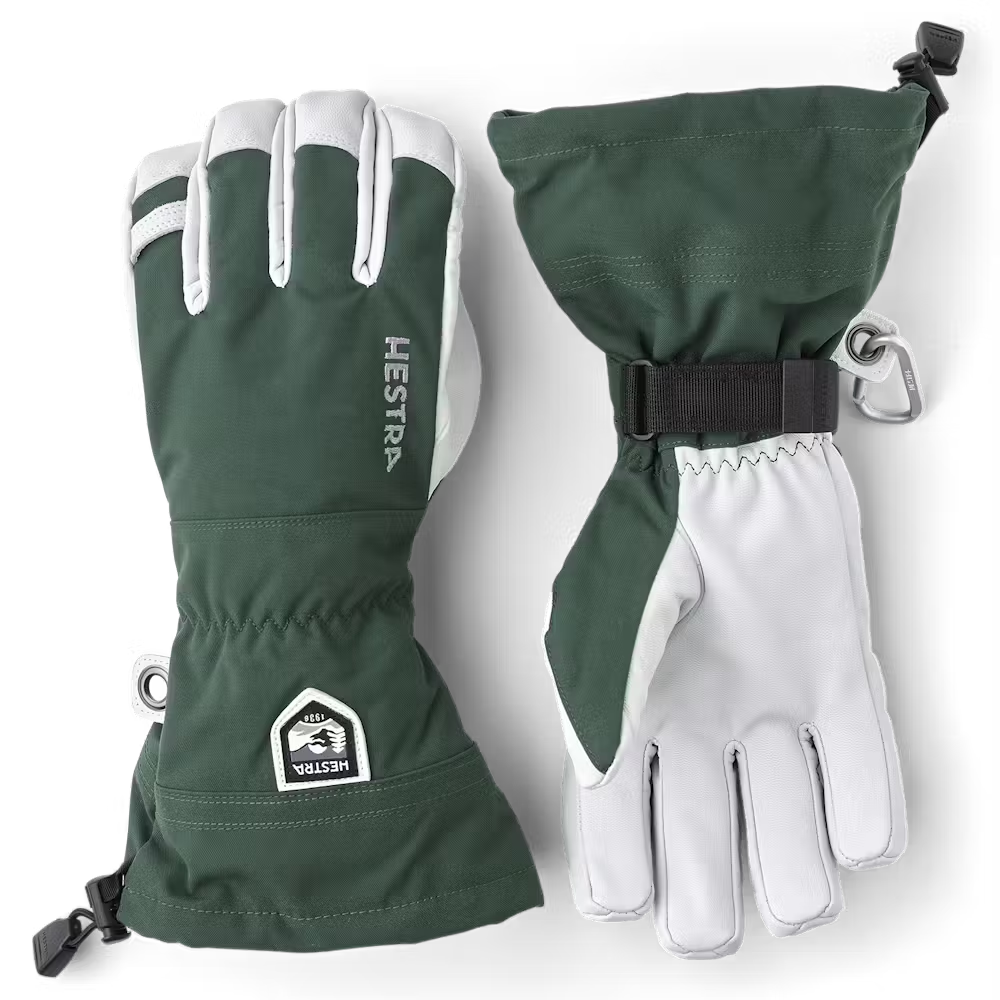 Hestra Army Leather Heli Ski 5-finger Skihandsker Dame / Herre - Bottle Green - Bottle Green
