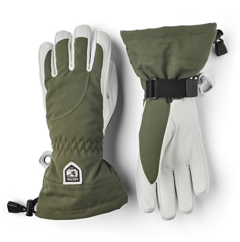 Hestra Heli Ski Female 5-finger Skihandsker Dame - Olive & off-white - Olive & off-white
