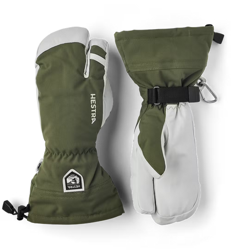 Hestra Army Leather Heli Ski 3-finger Skihandsker Dame / Herre - Olive - Olive