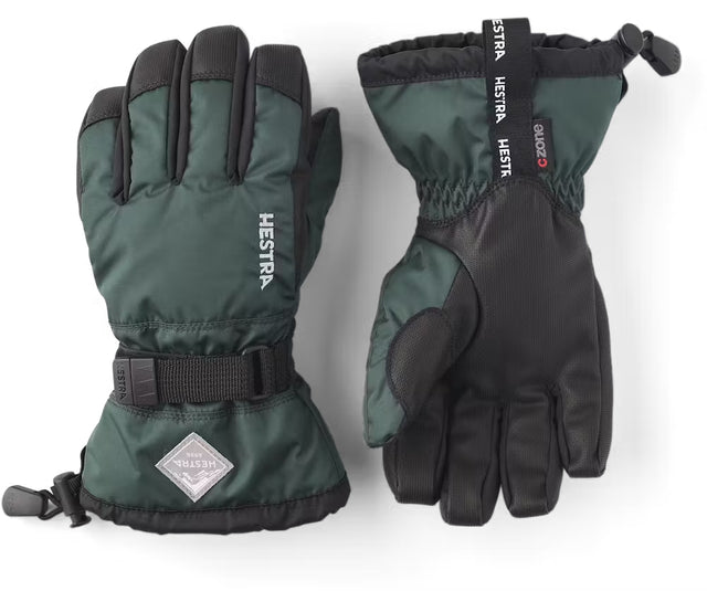 Hestra Gauntlet CZone Jr. 5-finger Skihandsker Børn - Bottle green & black - Bottle green & black
