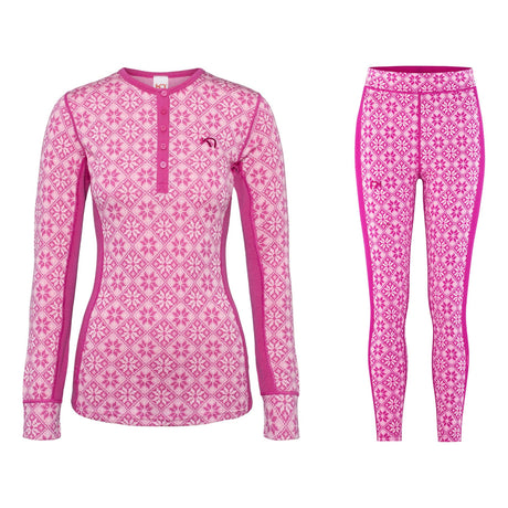 Kari Traa Rose Long Sleeve High Waist Skiundertøj Sæt Dame - Fucha Pink - XXL