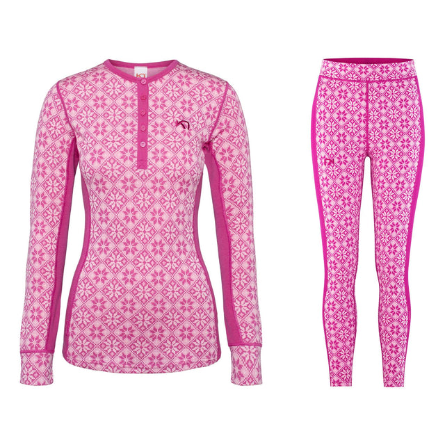 Kari Traa Rose Long Sleeve High Waist Skiundertøj Sæt Dame - Fucha Pink - XXL