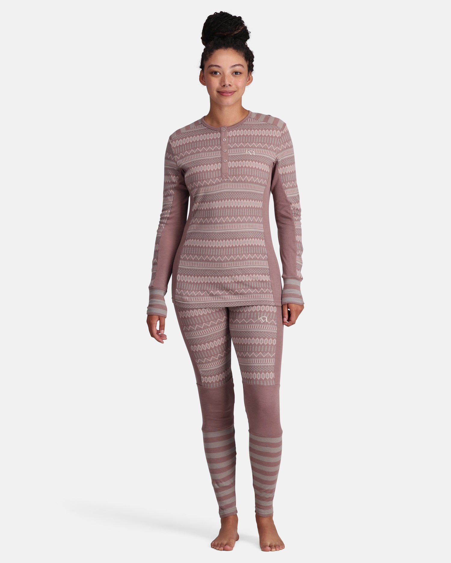 Kari Traa Åkle Long Sleeve Skiundertøj Sæt Dame - Taupe - XL
