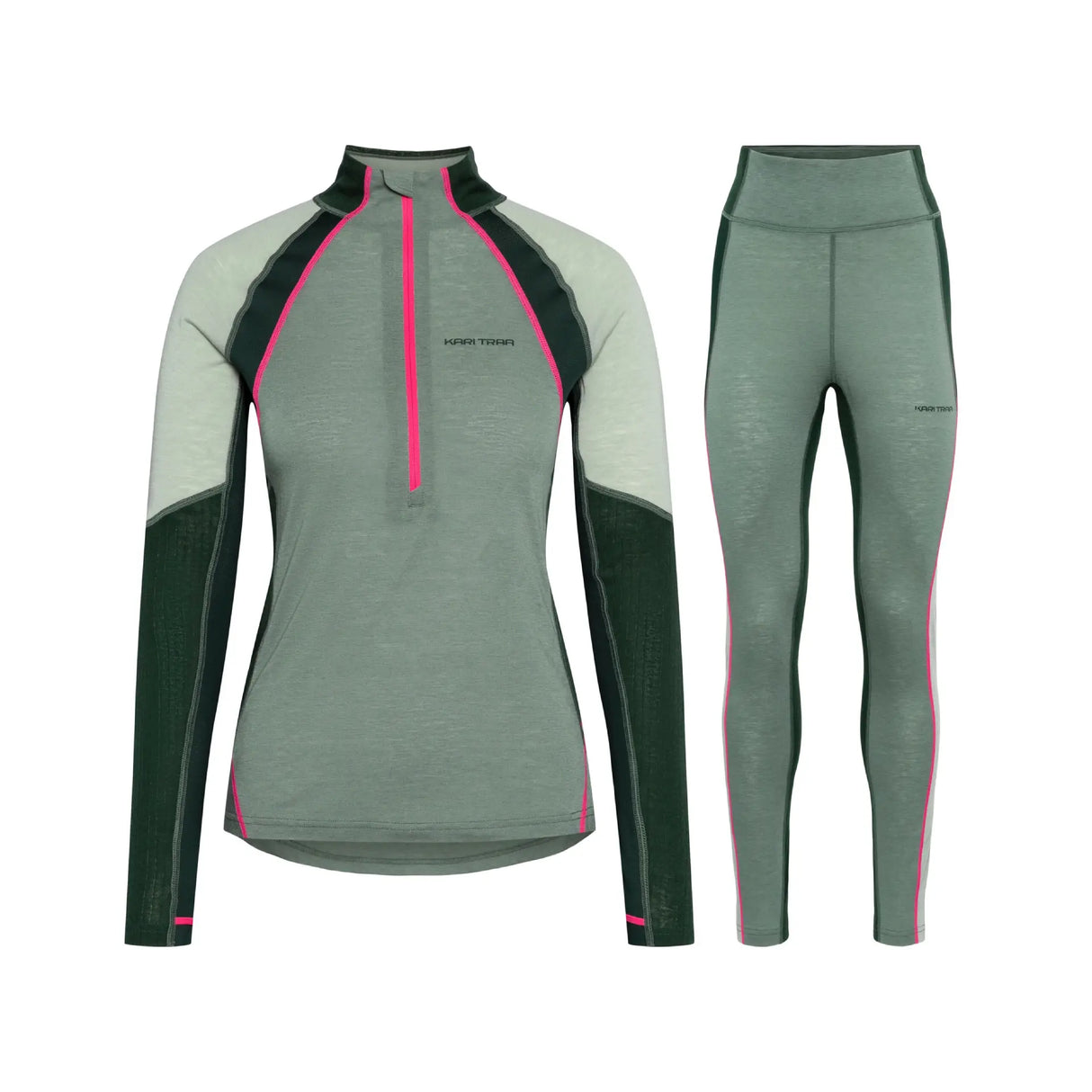 Kari Traa Alma Half-Zip Skiundertøj Sæt Dame - Murk Green - XS