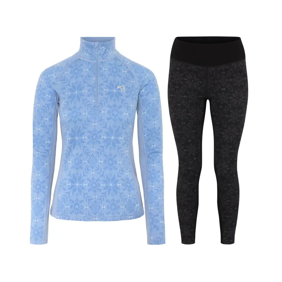 Kari Traa Edith Half Zip Skiundertøj Sæt Dame - Iris / Black - XL