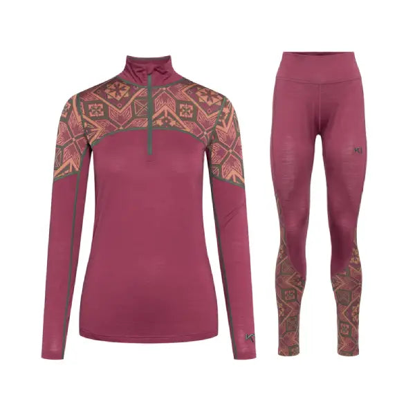 Kari Traa Eloise Half Zip Skiundertøj Sæt Dame - Plum - XL