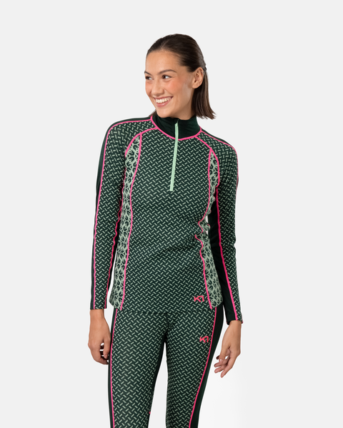 Kari Traa Lekker Half Zip Skiundertrøje Dame - Pine Green -