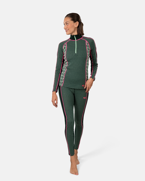 Kari Traa Lekker Half Zip Skiundertrøje Dame - Pine Green -
