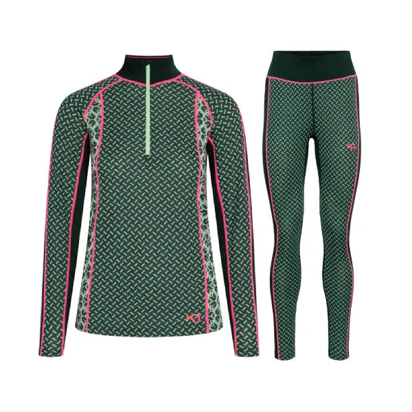 Kari Traa Lekker Half Zip Skiundertøj Sæt - Pine Green - XL