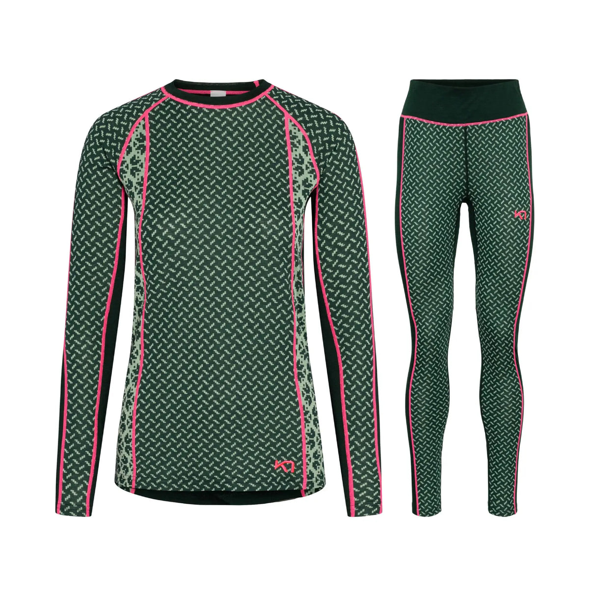 Kari Traa Lekker Long Sleeve Skiundertøj Sæt - Pine Green - XL