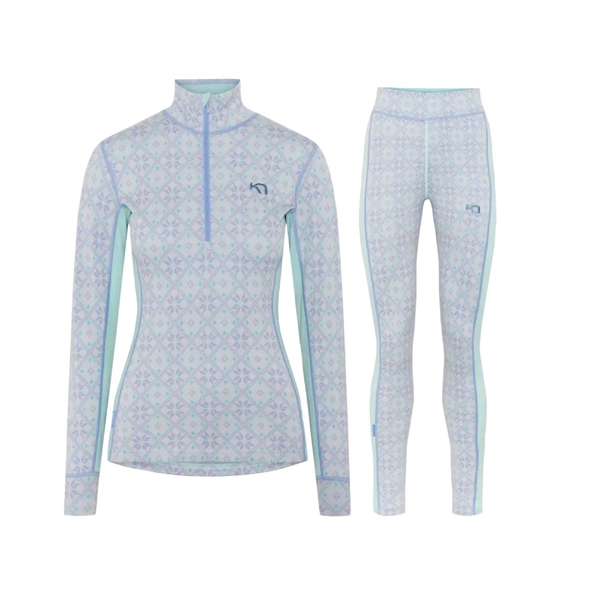 Kari Traa Rose Half Zip High Waist Skiundertøj Sæt Dame - Wave - XXL