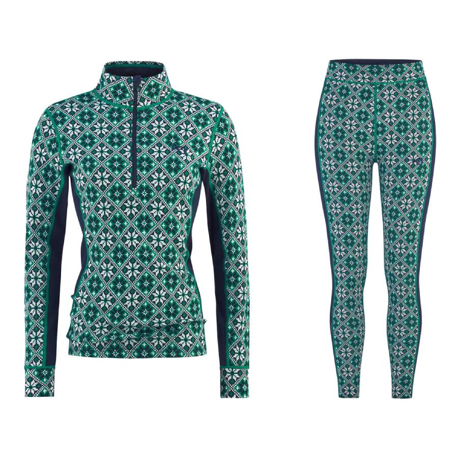 Kari Traa Rose Half Zip High Waist Skiundertøj Sæt Dame - Cress - XXL
