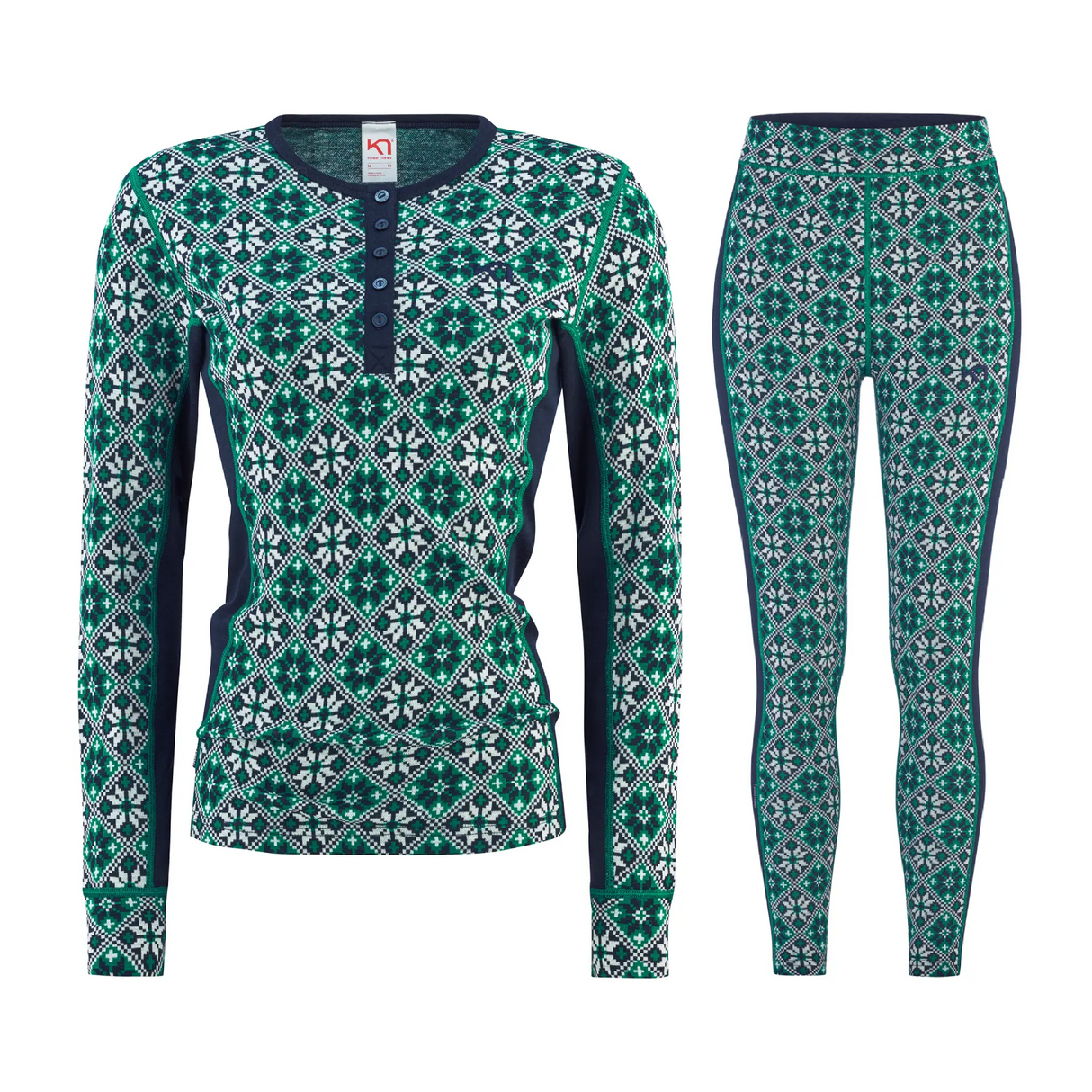 Kari Traa Rose Long Sleeve High Waist Skiundertøj Sæt Dame - Cress - XS