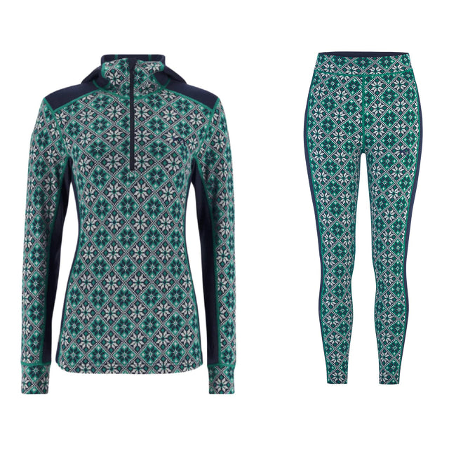 Kari Traa Rose Hoodie High Waist Skiundertøj Sæt Dame - Cress - XL