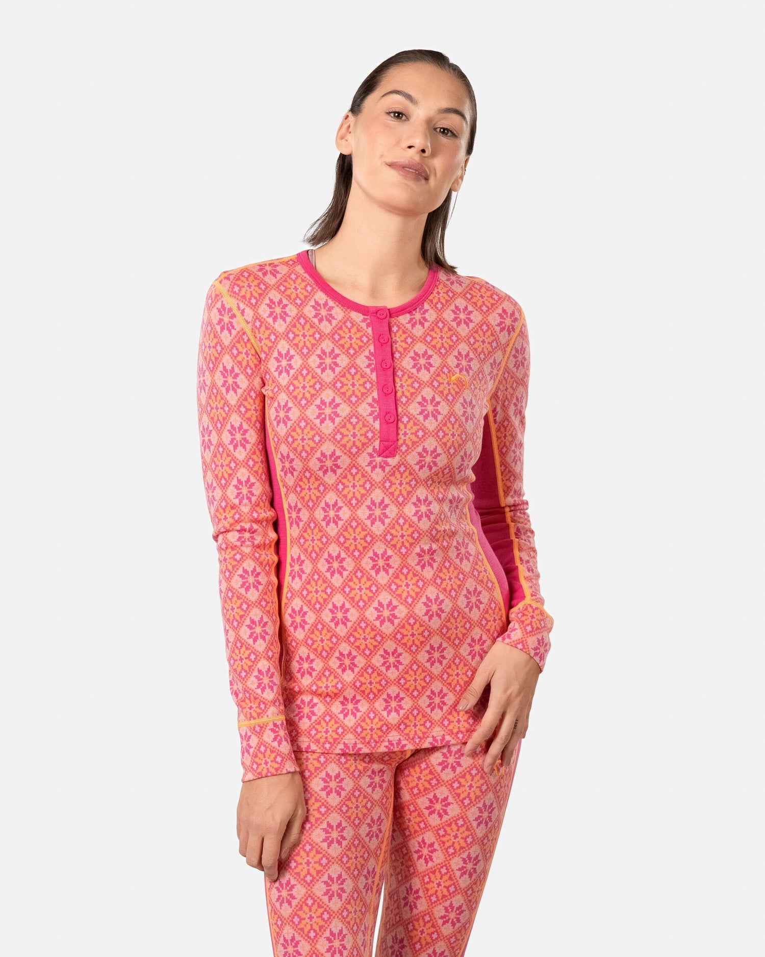 Kari Traa Rose Long Sleeve High Waist Skiundertøj Sæt Dame - Berry Pink -