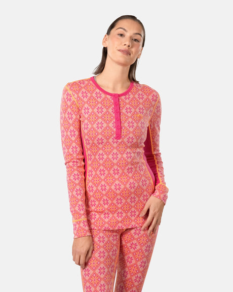Kari Traa Rose Long Sleeve High Waist Skiundertøj Sæt Dame - Berry Pink -