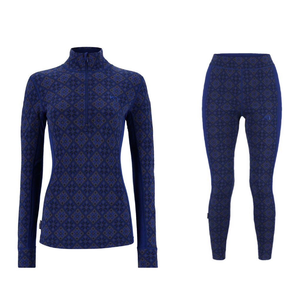 Kari Traa Rose Half Zip High Waist Skiundertøj Sæt Dame - Azure Blue - XXL