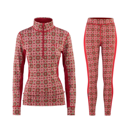 Kari Traa Rose Half Zip High Waist Skiundertøj Sæt Dame - Red - XL
