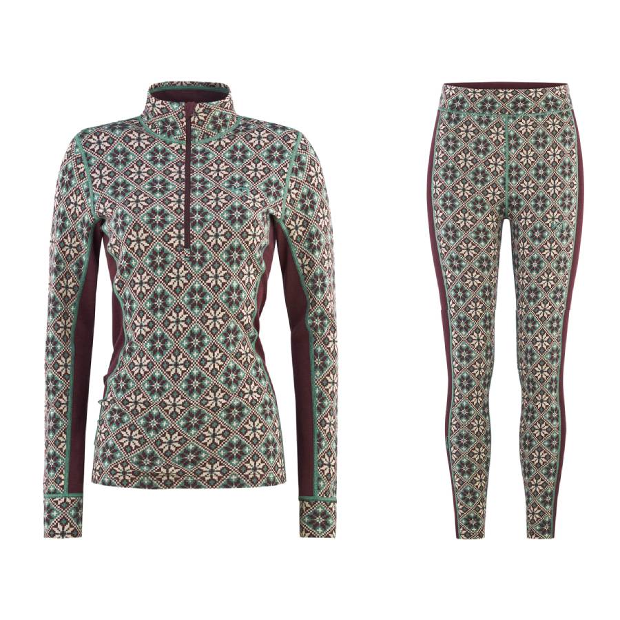 Kari Traa Rose Half Zip High Waist Skiundertøj Sæt Dame - Forest Green - XL