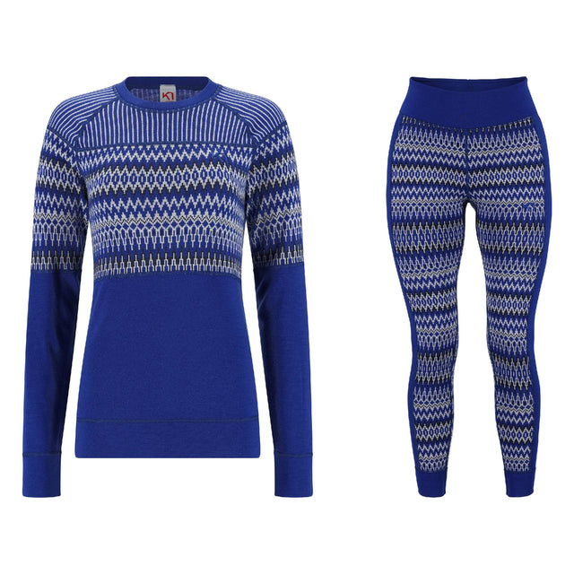Kari Traa Silja Long Sleeve Baselayer Skiundertøj Sæt Dame - Azure Blue - XL