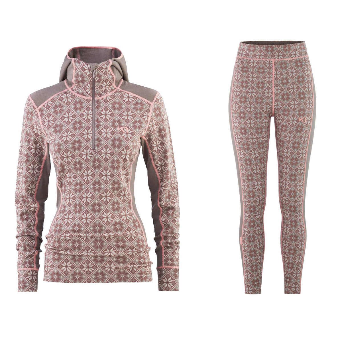 Kari Traa Rose Hoodie High Waist Skiundertøj Sæt Dame - Taupe - XL