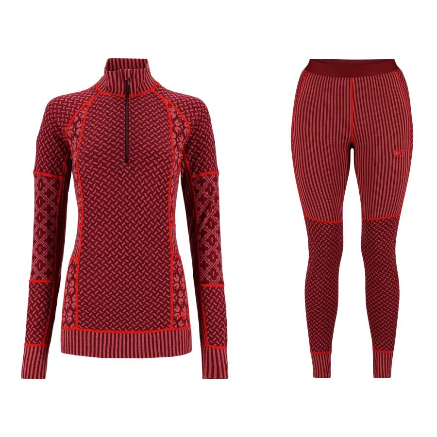 Kari Traa Smekker Half Zip Skiundertøj Sæt Dame - Rouge Red - XL