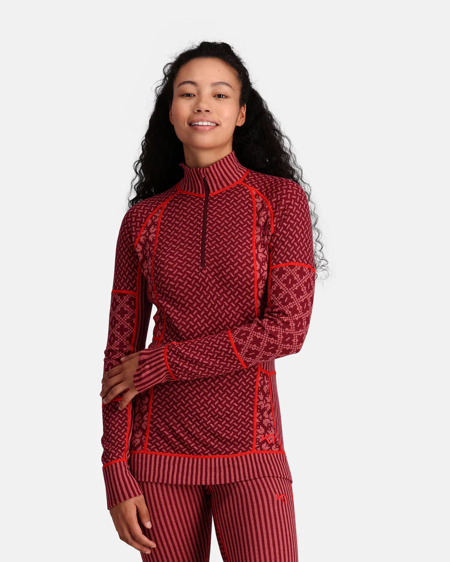 Kari Traa Smekker Half Zip Skiundertøj Sæt Dame - Rouge Red -