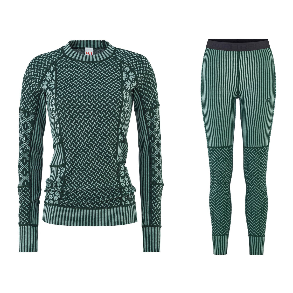Kari Traa Smekker Long Sleeve Skiundertøj Sæt Dame - Pine Green - XL