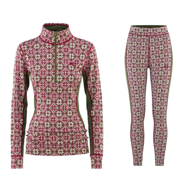 Kari Traa Rose Half Zip High Waist Skiundertøj Sæt Dame - Tweed - XXL