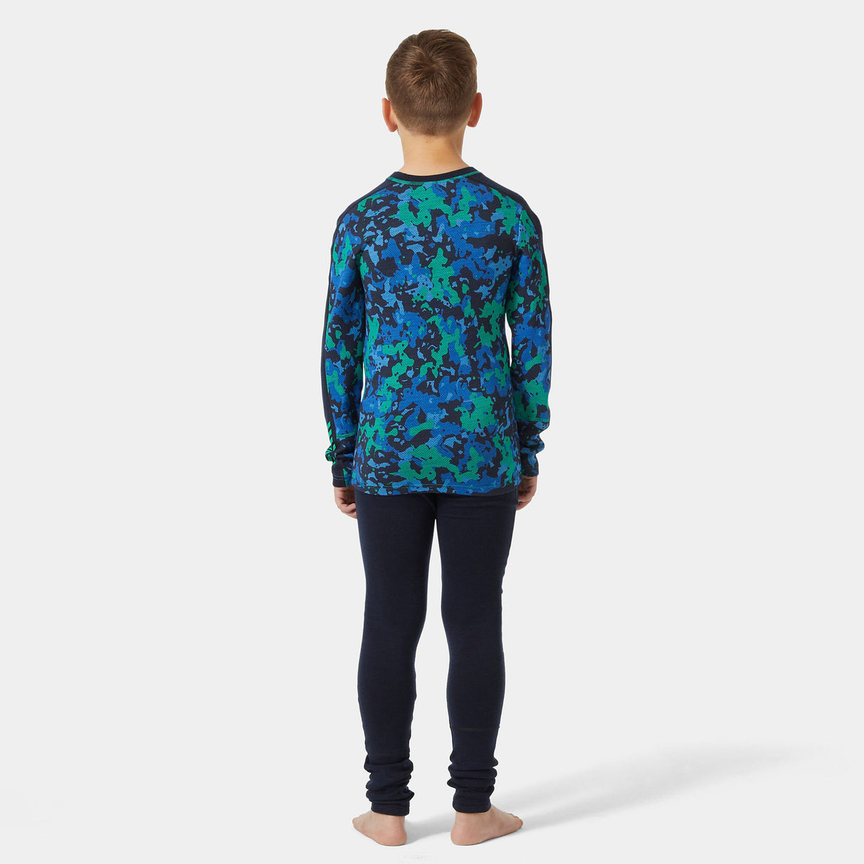 Helly Hansen Juniors' Graphic LIFA® Merino Base Layer Set - Bright Green Splash Camo AOP -