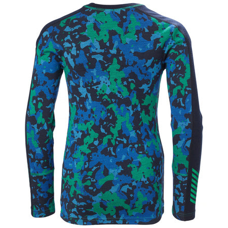 Helly Hansen Juniors' Graphic LIFA® Merino Base Layer Set - Bright Green Splash Camo AOP -