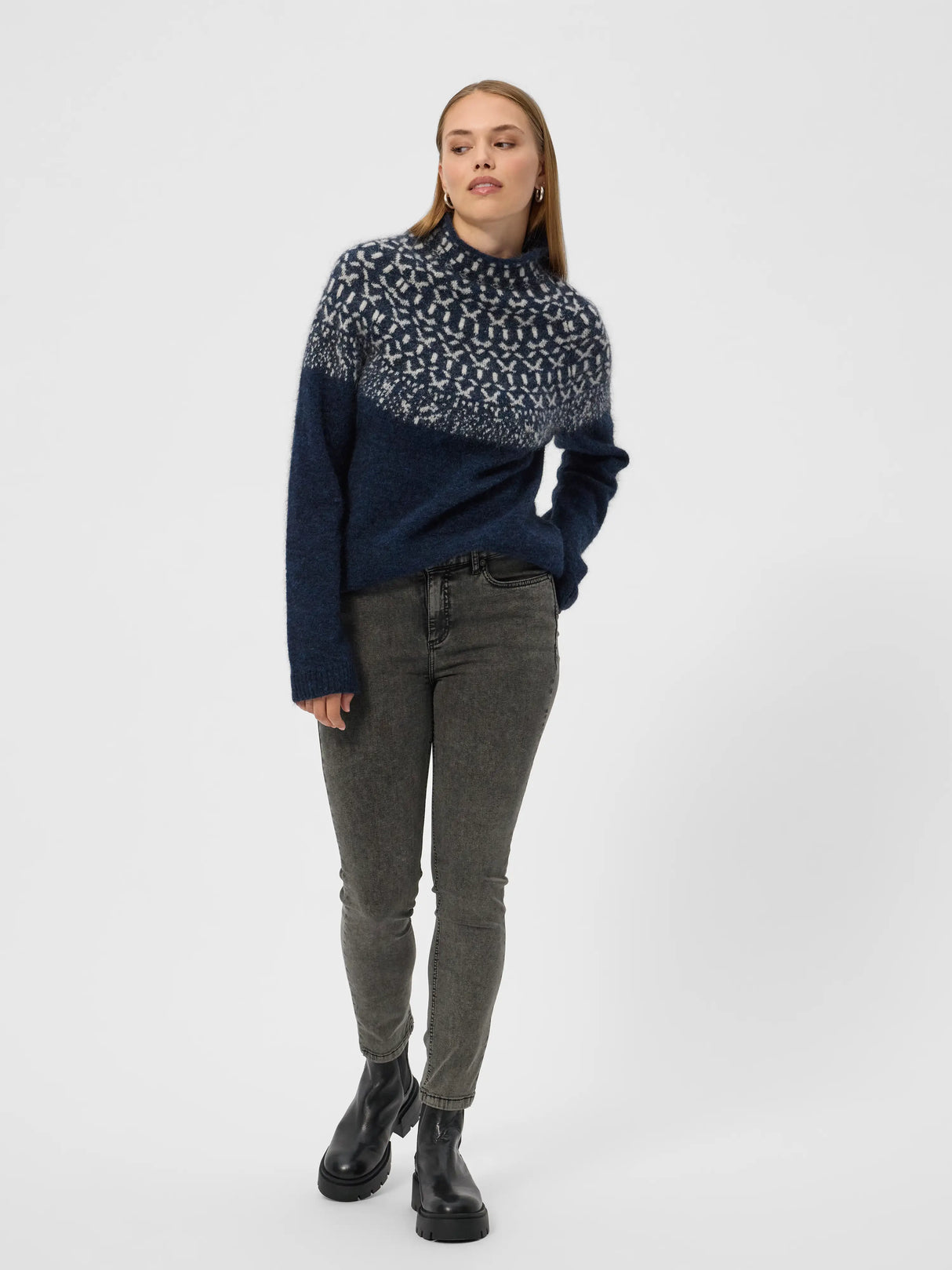 Redgreen Women Jesebel Knit Sweater Dame - Navy Pattern -