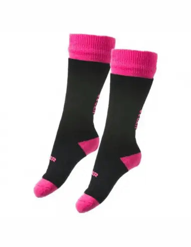 Seger Solid Merino Uld Skistrømper Børn - Black/Sugar Pink - Black Sugar Pink