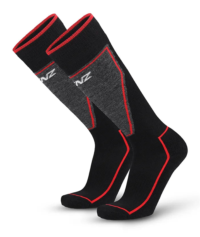 Lenz Skiing Performance Ski Socks 2-pak Skisokker Dame / Herre - Black / Red - Black Red