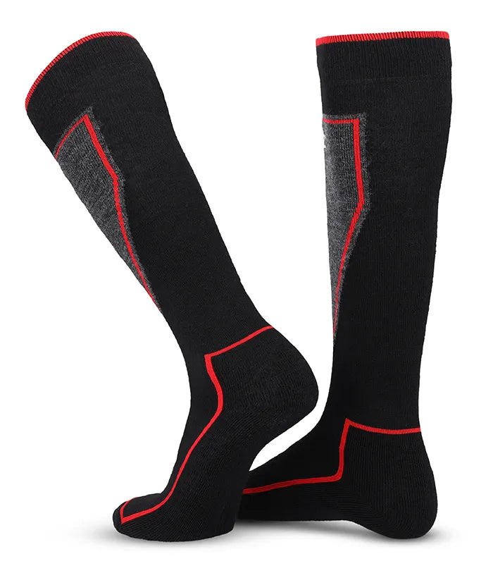 Lenz Skiing Performance Ski Socks 2-pak Skisokker Dame / Herre - Black / Red -
