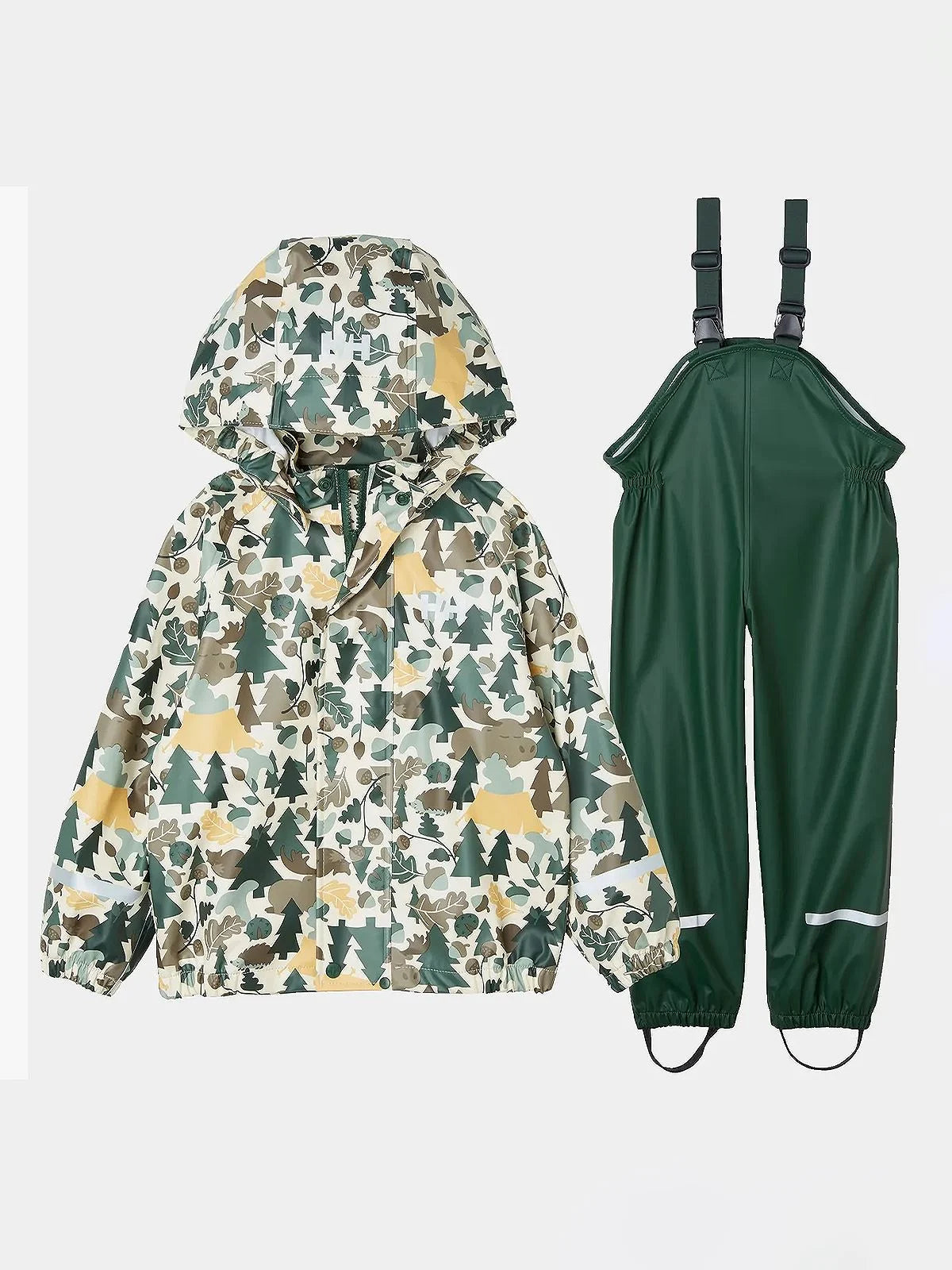 Helly Hansen Kids' Bergen PU AOP Regnsæt Børn - Jungle Green AOP - Jungle Green AOP