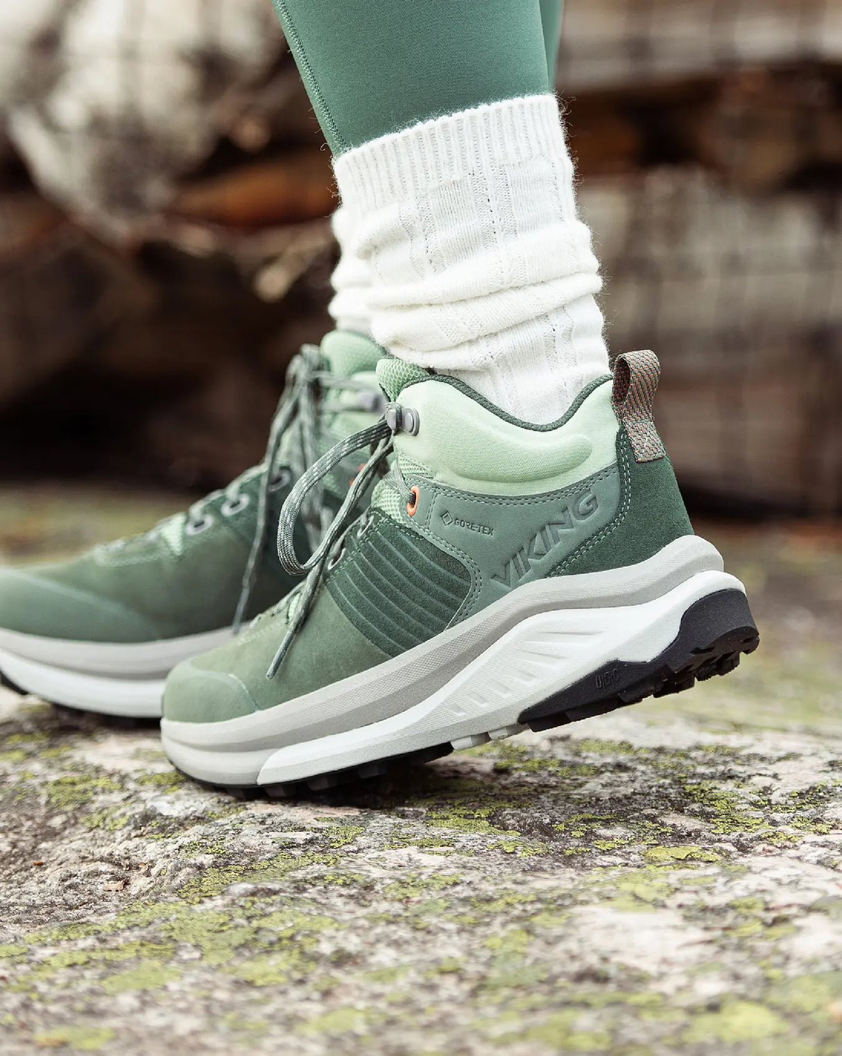 Viking Cerra Hike Mid Women's Hiking Shoes Vandresko Dame - Green/Light Grey -