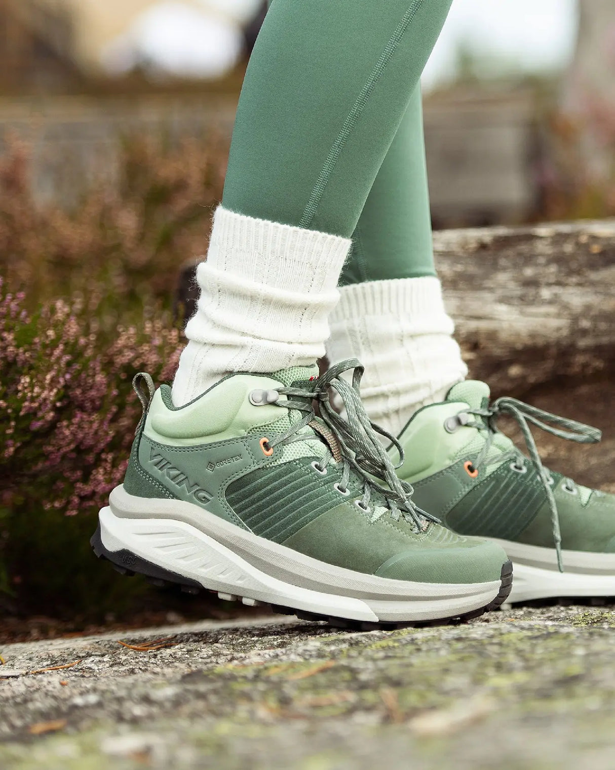 Viking Cerra Hike Mid Women's Hiking Shoes Vandresko Dame - Green/Light Grey -