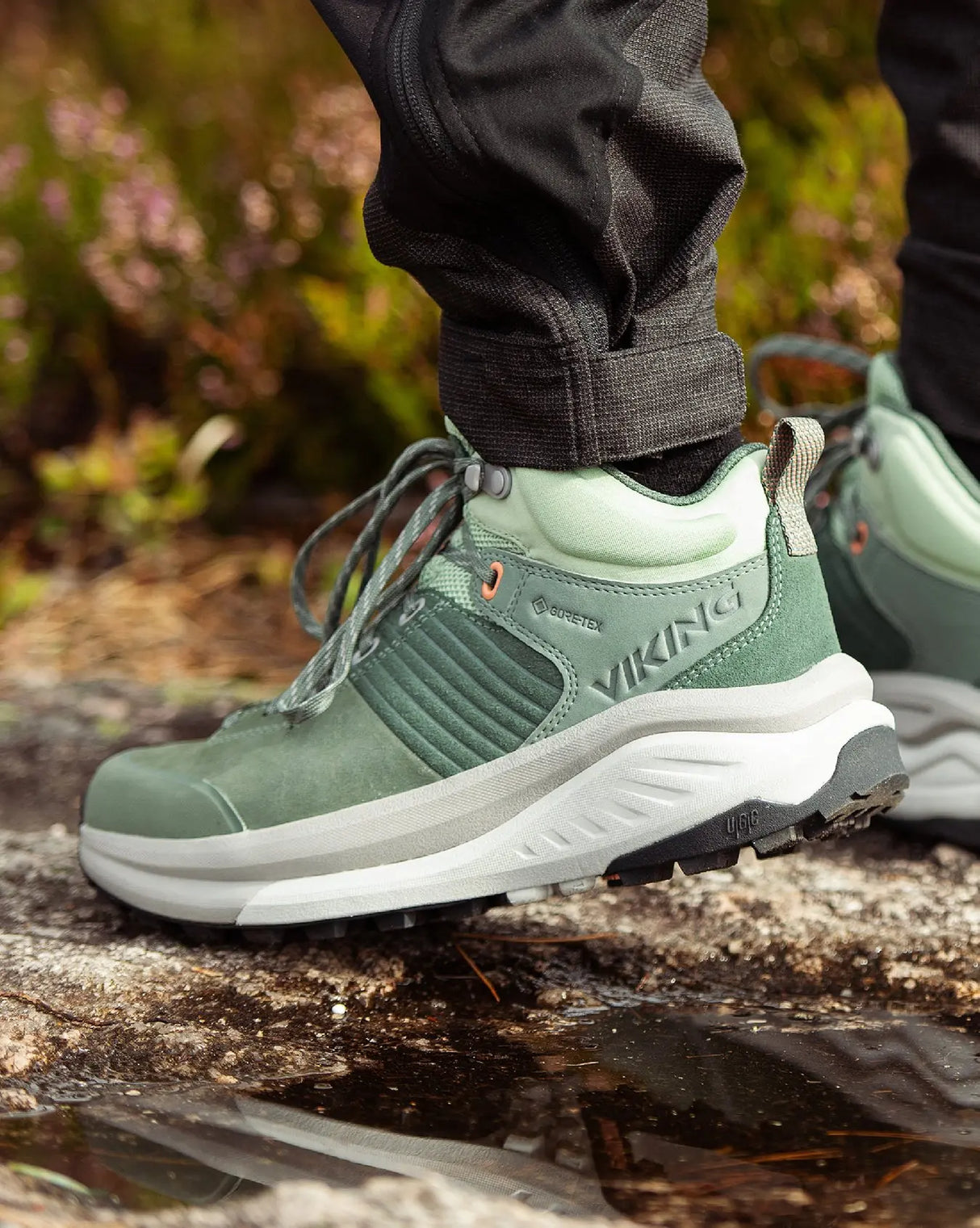 Viking Cerra Hike Mid Women's Hiking Shoes Vandresko Dame - Green/Light Grey -