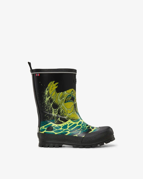 Viking Jolly Print Rubber Boots Gummistøvler Børn - Black/Blue Green - Black Blue Green