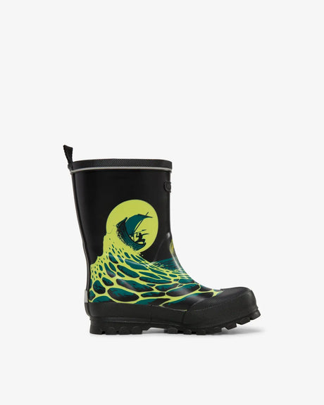 Viking Jolly Print Rubber Boots Gummistøvler Børn - Black/Blue Green -