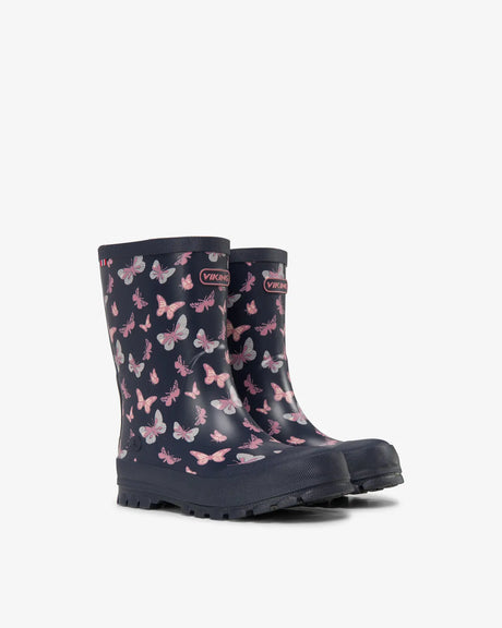 Viking Jolly Print Rubber Boots Gummistøvler Børn - Navy/Antiquerose -