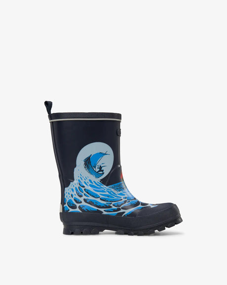 Viking Jolly Print Rubber Boots Gummistøvler Børn - Navy/Ice Blue -