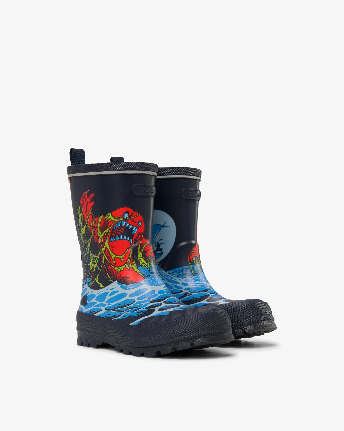 Viking Jolly Print Rubber Boots Gummistøvler Børn - Navy/Ice Blue -