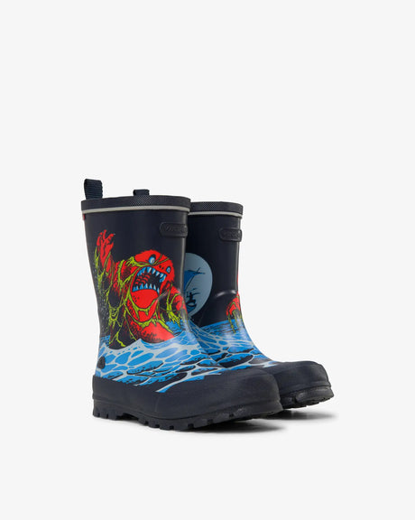 Viking Jolly Print Rubber Boots Gummistøvler Børn - Navy/Ice Blue -