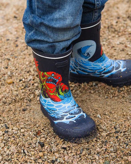Viking Jolly Print Rubber Boots Gummistøvler Børn - Navy/Ice Blue -